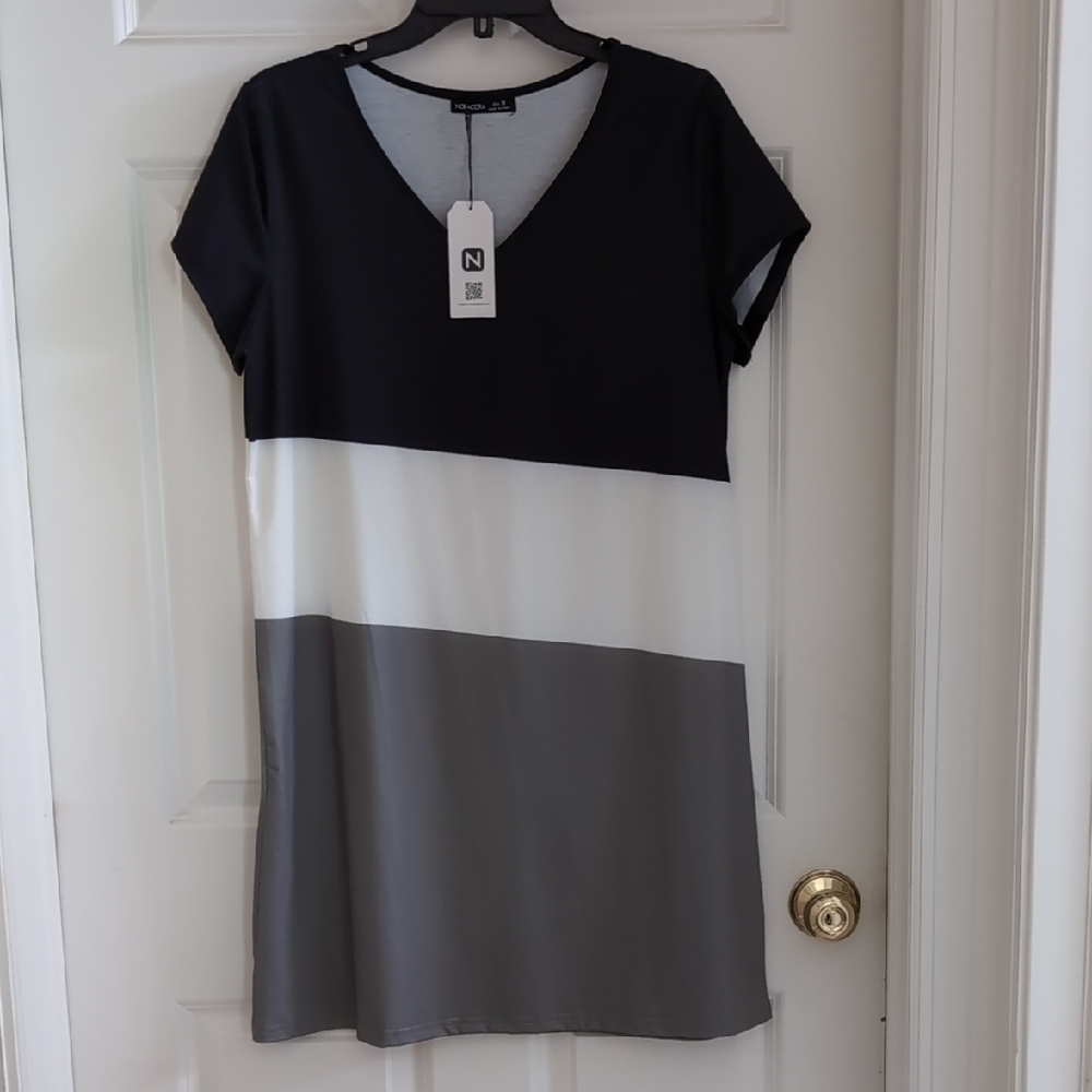 Colorblock V-Neck Dress